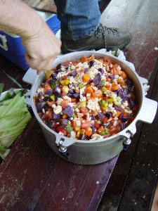 Vegetable soup preparation underway